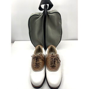 TOP FLITE Doral Golf Shoes Men's Size 11 White Saddle Brown With Carrying Bag